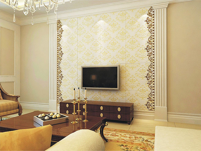 大气新中式客厅 瓷砖电视背景墙效果图