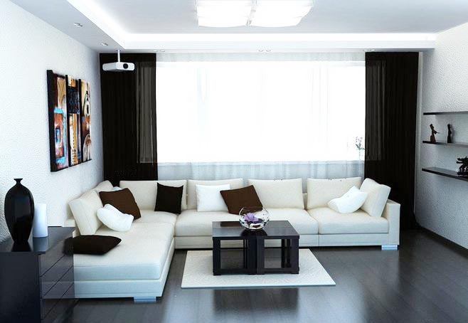 经典简洁现代风客厅 黑色双层窗帘设计