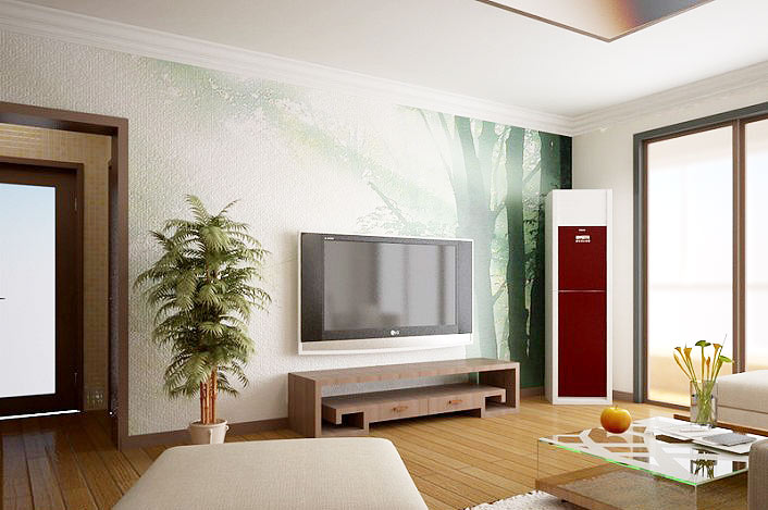 大气新中式客厅 手绘背景墙设计