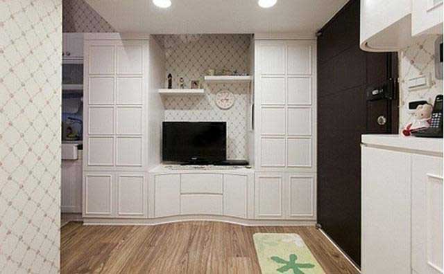 简约韩式客厅 白色收纳电视柜设计