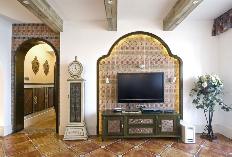 古典地中海风情客厅 电视背景墙设计