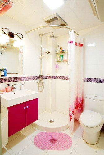 时尚简约风 桃红色浴室柜设计图