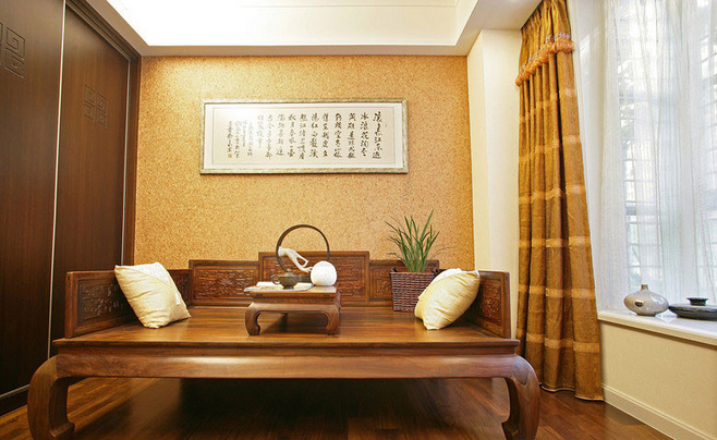 自然原木中式茶室设计图