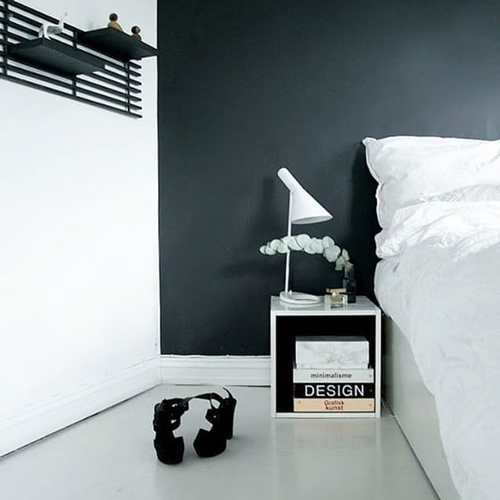 黑白北欧风卧室背景墙设计