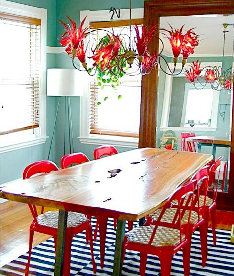 清新地中海风情餐厅 红色餐椅效果图