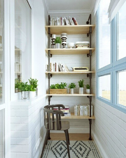 明亮简洁北欧风 小阳台书房设计