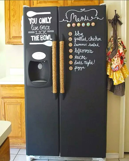 北欧风厨房双开门涂鸦冰箱效果图