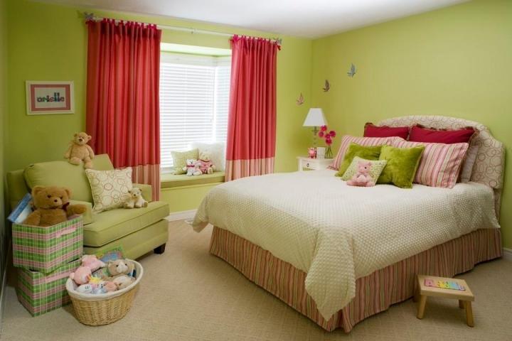 甜美果绿色简欧风卧室背景墙设计