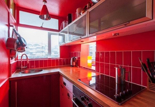 绚丽中国红简欧风厨房设计效果图