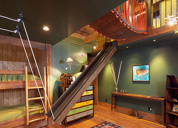创意复古混搭风 滑梯儿童房设计图