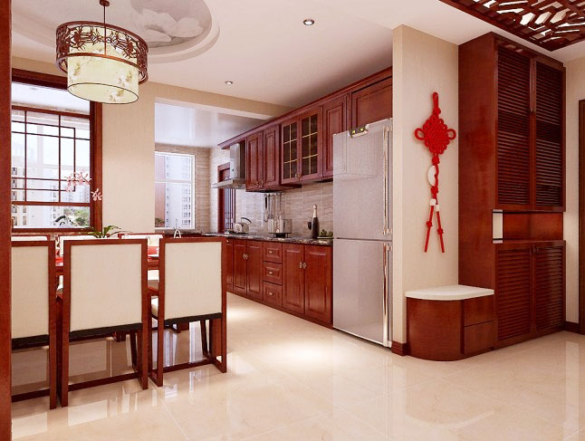 高端中式厨房红木橱柜设计