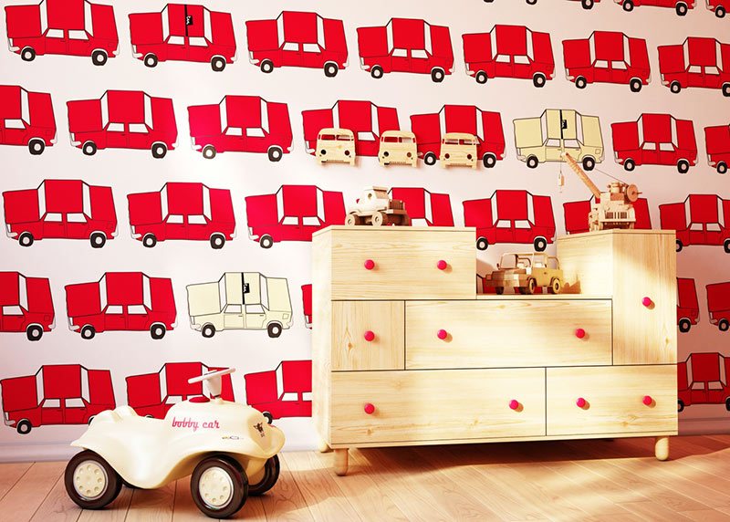 甜美北欧风儿童房 汽车背景墙设计