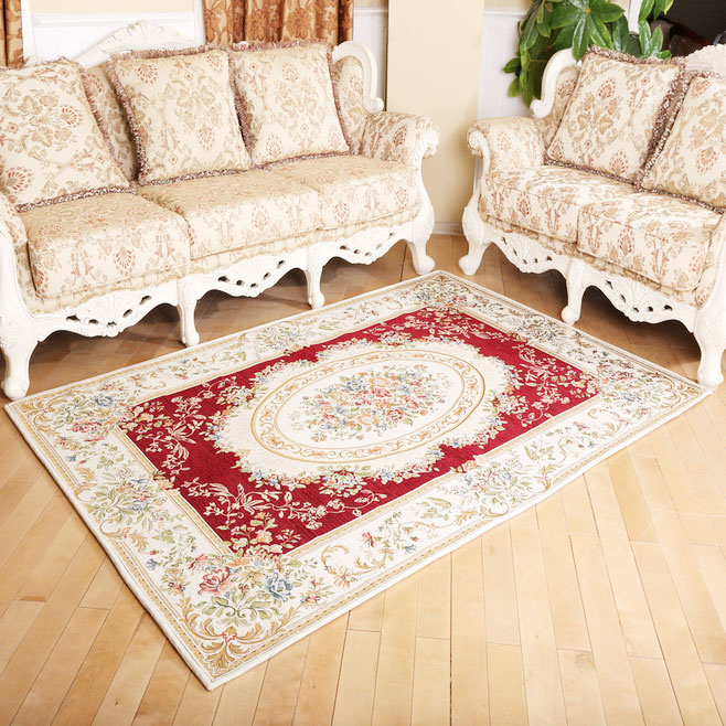 欧式田园风格客厅沙发地毯设计图