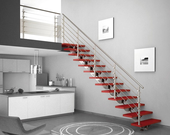 时尚现代简约风 红色楼梯效果图