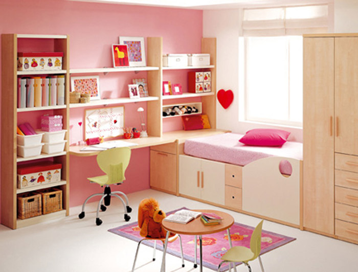 甜美粉色宜家风 收纳式儿童房效果图