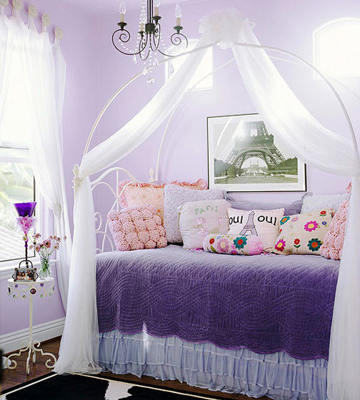 梦幻紫欧式儿童房沙发床效果图