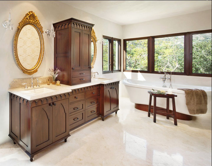 高端复古美式 实木浴室柜设计图