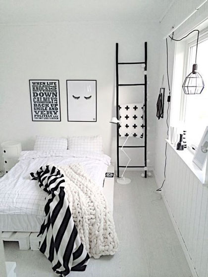 极简黑白配北欧风卧室设计图