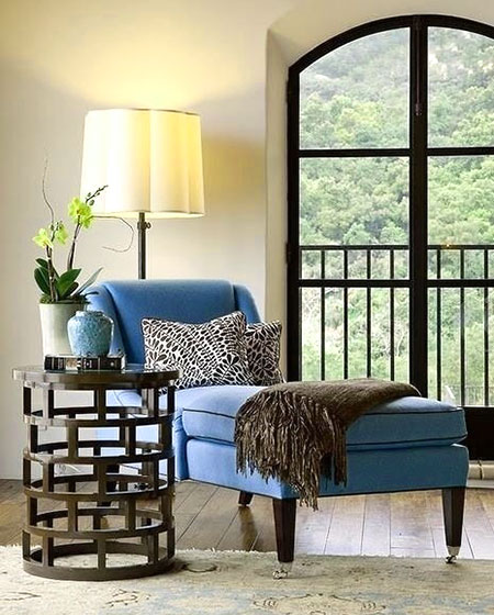 简美式家居 蓝色躺椅沙发效果图