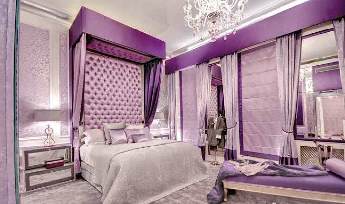 优雅欧式新古典 紫色卧室效果图