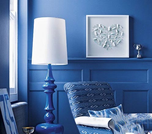欧式地中海风情客厅 蓝色系沙发背景墙设计