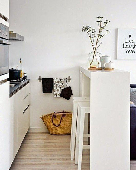 白色纯净北欧风格厨房吧台设计