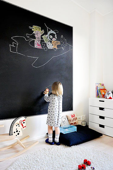 简洁北欧风儿童房 黑板墙面设计