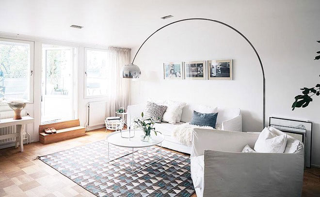 清爽简洁北欧风客厅 三角形图案地毯设计