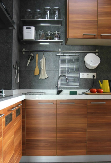 北欧混搭风厨房 实木橱柜效果图设计