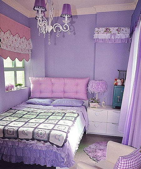甜美紫粉配 简欧风卧室效果图