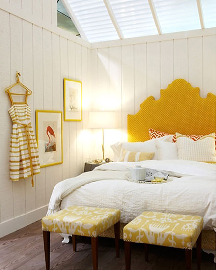 清新柠檬黄北欧风 阁楼卧室布置图