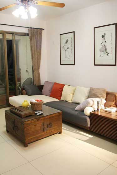 文艺中式客厅沙发背景墙设计