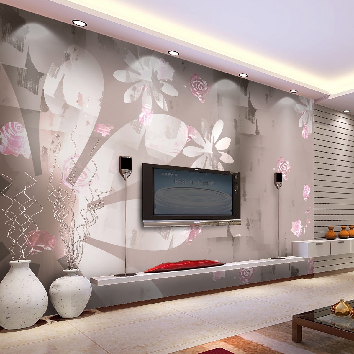 时尚唯美新中式客厅 电视背景墙设计