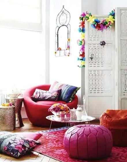 精美摩洛哥风情客厅 白色镂空屏风设计
