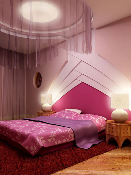 浪漫粉紫色简欧风 婚房卧室设计
