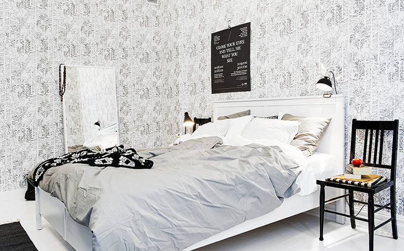 雅致森系北欧风卧室壁纸图片