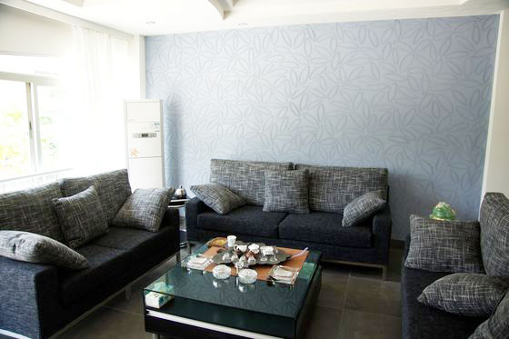 简约风客厅 灰色硅藻泥背景墙设计