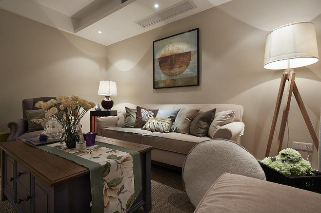 优雅美式客厅 品质沙发背景墙设计