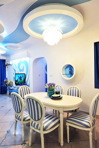 梦幻地中海风情餐厅 蓝白配家居设计