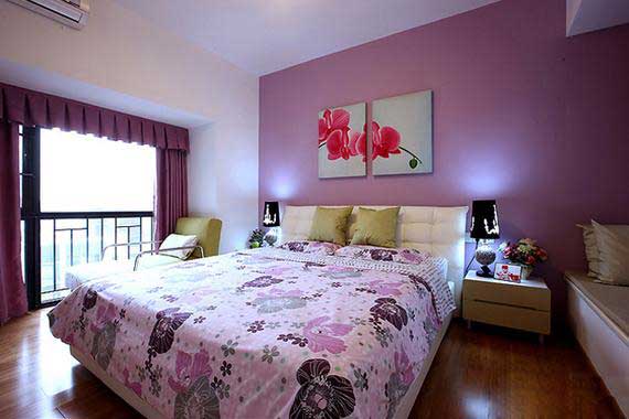 浪漫紫色简约风婚房卧室设计