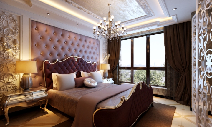 奢华优雅欧式卧室样板房效果图