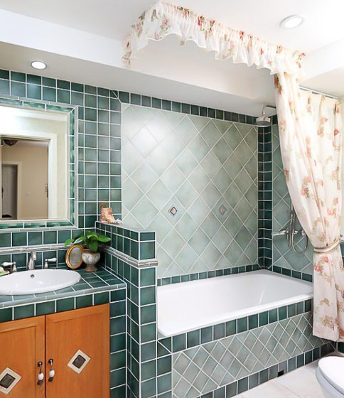 复古地中海风情浴室 马赛克瓷砖设计