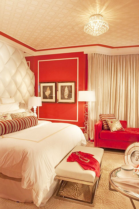 甜美红色欧式公主房效果图