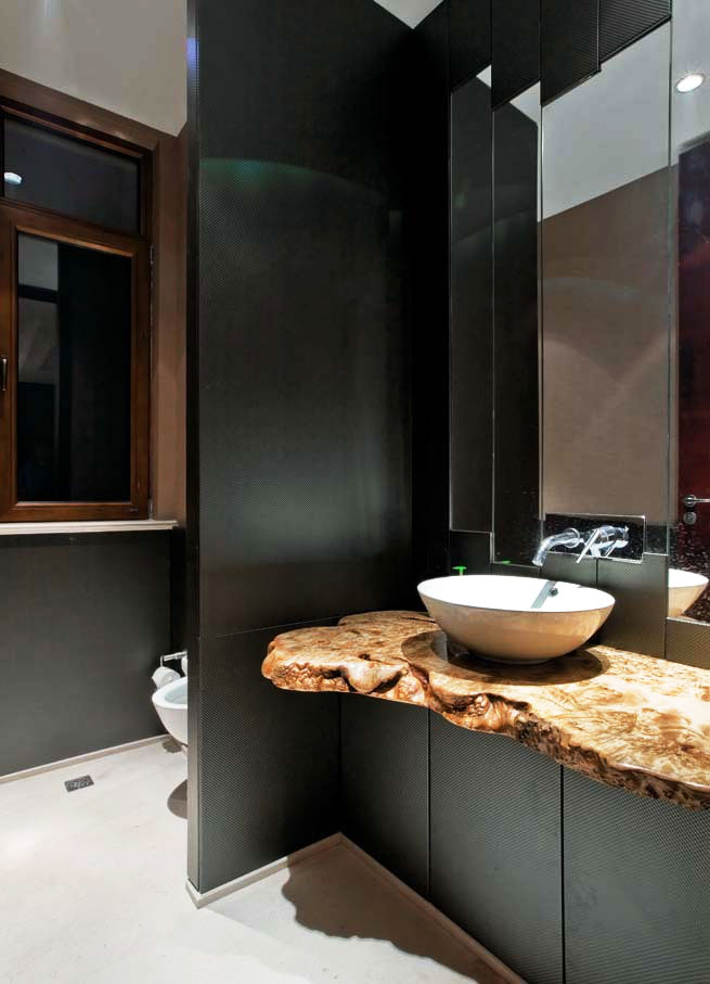 摩登现代简约风卫生间 黑色浴室柜设计图