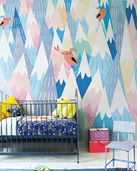 缤纷色彩北欧风儿童房壁纸设计