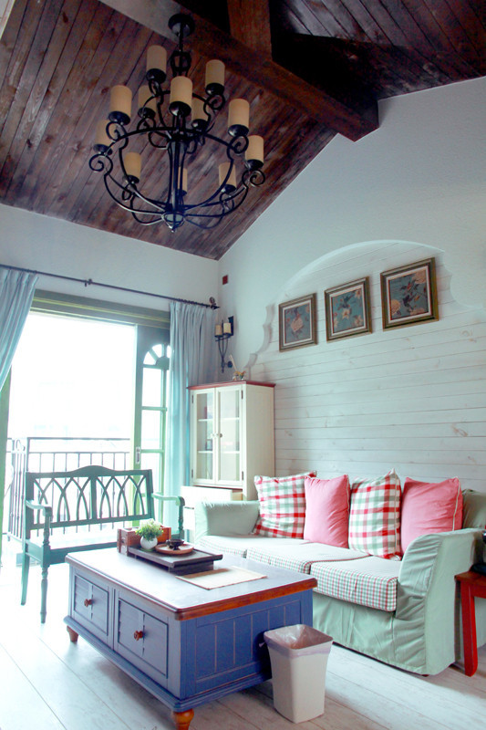 森系地中海风情客厅 文化砖背景墙设计