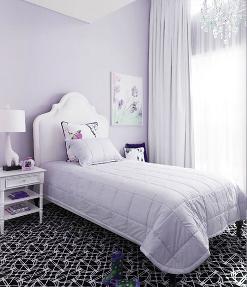 唯美紫简欧风卧室效果图
