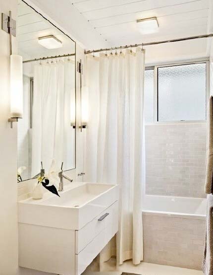 纯净简洁宜家风 小户型浴室带浴缸布置图
