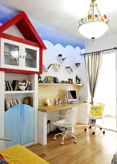 清新北欧风儿童房 创意书桌设计