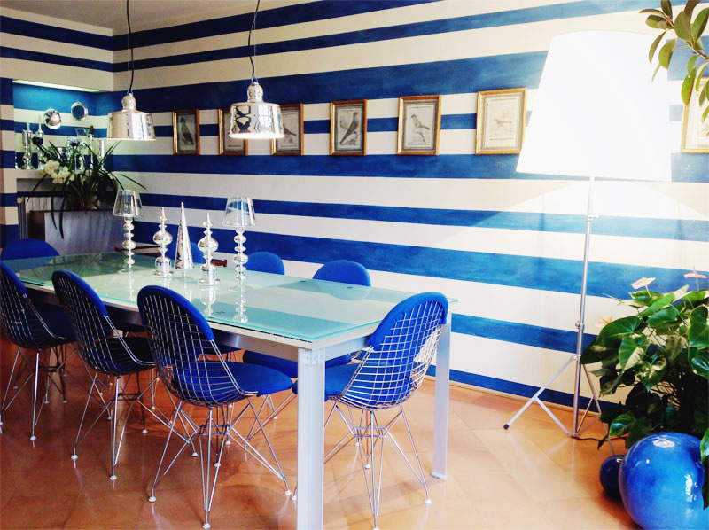地中海风情餐厅 蓝白配背景墙设计